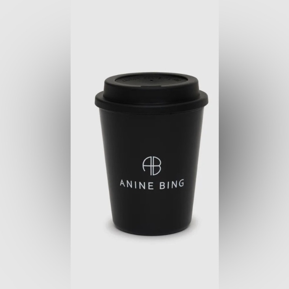 ANINE BING BLACK REUSABLE CUP AND LID NEW IN BOX